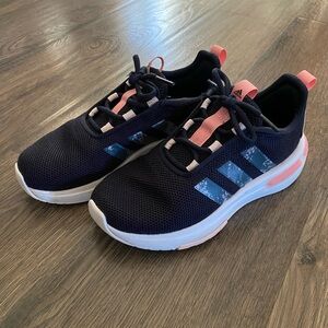 Adidas Dark Blue and Coral Athletic Shoes